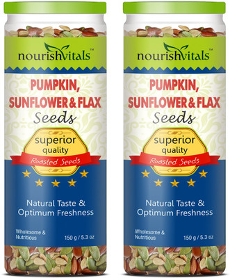 

NourishVitals Healthy Roasted Pumpkin, Sunflower & Flax Seeds(150.0 g, Pack of 2)