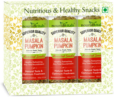 

NourishVitals Nutritious Masala Pumpkin Roasted Seeds (Superior Quality)(150.0 g, Pack of 3)