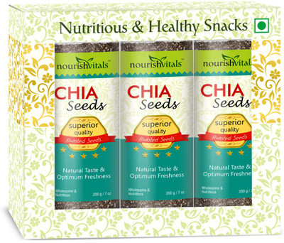 

NourishVitals Tasty Roasted Chia Seeds(200.0 g, Pack of 3)