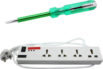 

Pinnacle 4 Socket 1 Switch 5 Meter Cord Deluxe Series Computer Buster + Line tester set of 2 Electrical Combo(Pack of 2)