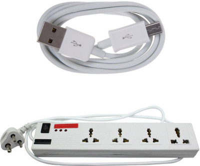 

Pinnacle 4 Socket 1 Switch 1.5 Meter Cord Deluxe Series Computer Buster + USB Data Cable Set of 2 Electrical Combo(Pack of 2)