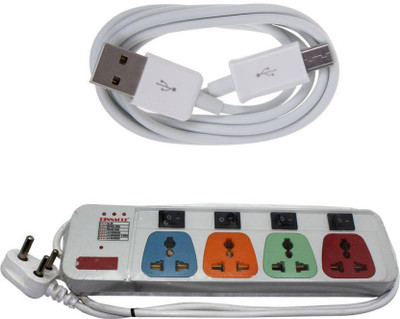 

Pinnacle 4 Socket Individual Switch 5 Meter Cord Regular Series Computer Buster + USB Data Cable Set of 2 Electrical Combo(Pack of 2)