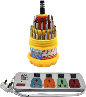 

Pinnacle 4 Socket Individual Switch 3 Meter Cord Regular Series Computer Buster + Jackly Multi screwdriver Set of 2 Electrical Combo(Pack of 2)