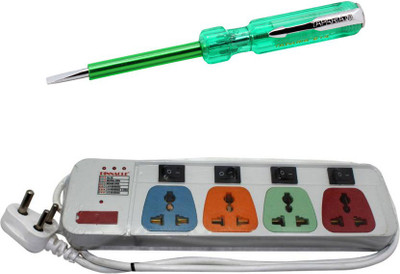 

Pinnacle 6 Socket 1 Switch 3 Meter Cord Deluxe Series Computer Buster + Line tester set of 2 Electrical Combo(Pack of 2)