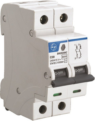 

L&T Tripper, DP, 6A , C-Curve BA20060C MCB(2)