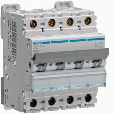 Hager C Curve 32a Four Pole Mcb MCB(4)