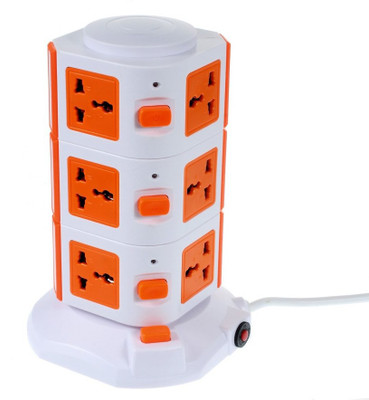 

Legrand TUI 3 Layers 11-outlet 2 USB Outputs Vertical Power Socket with Base Three Pin Plug(Orange)