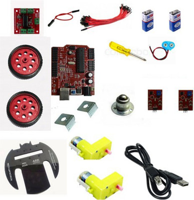 

Robokart Line follower Complete kit with ARK Arduino Atmega 8 boothloaded Electronic Components Electronic Hobby Kit