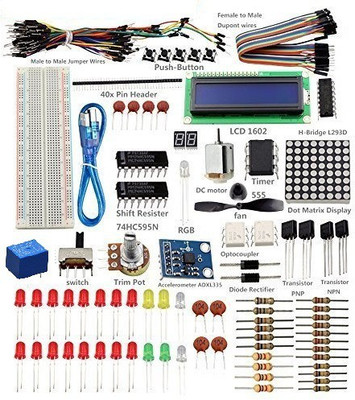 

Robokart ARDUINO Mega Starter Kit Platinum Level Breadboard, LCD Screen and over 100+ Components and ARDUINO MEGA Included Electronic Components Electronic Hobby Kit