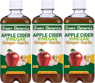

Green Elements Ginger-Garlic With Mother Vinegar Apple Cider Vinegar(3x500 ml, Apple Flavored)