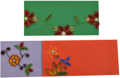 

RMantra Handmade Designer Quilled Wedding Envelopes(Pack of 3 Multicolor)