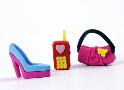 

COI KIDS Non-Toxic mobile , purse , stilettos Shaped SMALL Erasers(Set of 1, Multicolor)