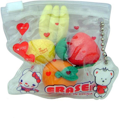 

Shoplorry F1 Non-Toxic Fruits Shaped Small Erasers(Set of 4, Multicolor)