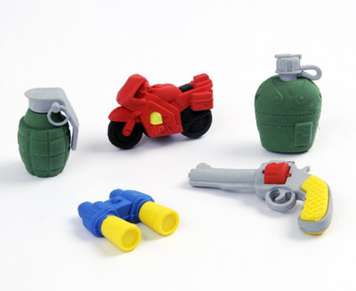 

COI PENCIL ERASERS BOMB GUN BIKE Non-Toxic MIX Shaped SMALL Erasers(Set of 1, Multicolor)