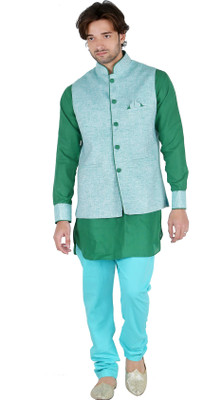 New Looks Men's Kurta and Pyjama Set, Green