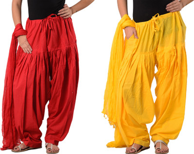 

Decot Paradise Women's Patiala and Dupatta Set, Red;yellow