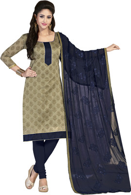 

Jiya Chanderi Self Design, Printed Salwar Suit Dupatta Material(Un-stitched), Beige;blue