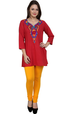 

Anekaant Women Kurti and Legging Set, Gold;red