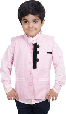 

Ice Blue Boys Shirt & Waistcoat Set, Pink