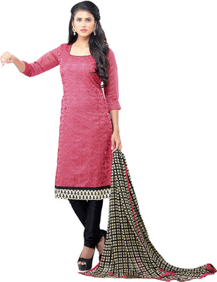 

Jiya Chanderi Self Design, Embroidered Salwar Suit Dupatta Material(Un-stitched), Beige;black;pink