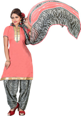 

Khushali Cotton Printed, Solid Salwar Suit Dupatta Material(Un-stitched), Grey;pink
