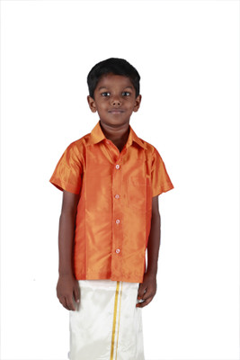 

Soruba Silk Boys Shirt & Dhoti Set, Orange