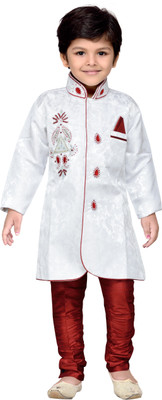 

AJ Dezines Boys Sherwani and Churidar Set, Red