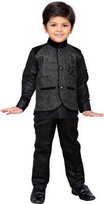 

AJ Dezines Boys Festive & Party Shirt, Waistcoat and Pant Set(Black Pack of 1)