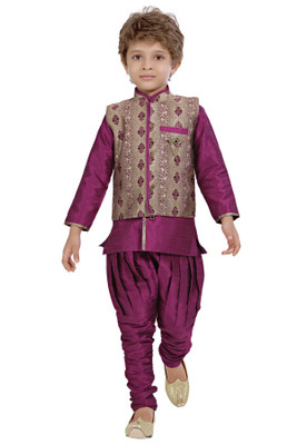 

Jeet Boys Ethnic Jacket, Kurta and Dhoti Pant Set, Purple
