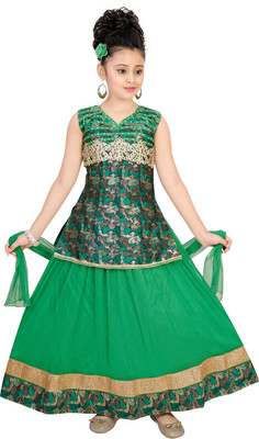 

Saarah Girls Top and Skirt Set, Green