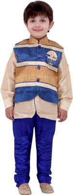 

AJ Dezines Boys Kurta, Waistcoat and Breeches Set, Blue
