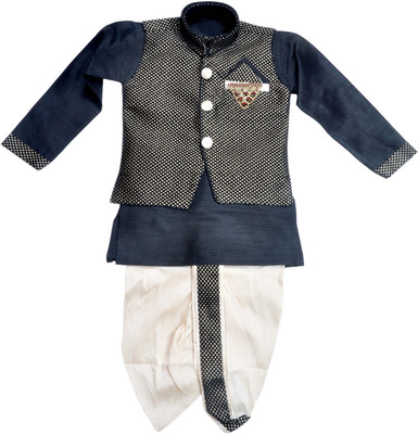 

Hey Baby Boys Ethnic Jacket, Kurta and Dhoti Pant Set, Black