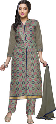 

Jiya Cotton Self Design, Embroidered Salwar Suit Dupatta Material(Un-stitched), Grey