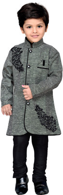 

AJ Dezines Boys Kurta and Churidar Set, Black