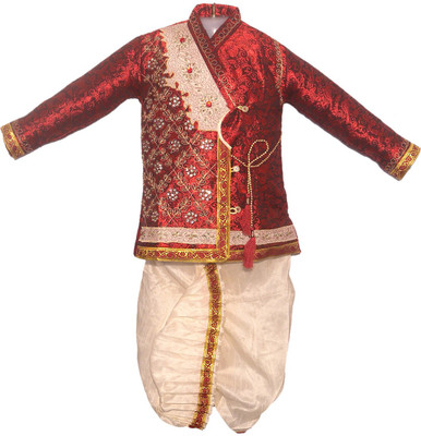 

JBN Creation Boys Kurta and Dhoti Pant Set, Maroon & beige