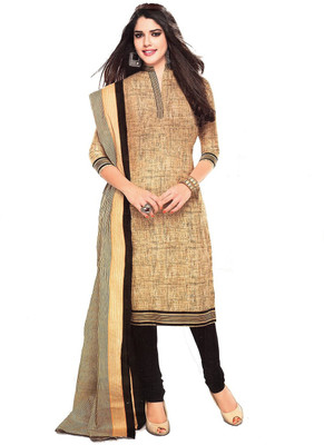 

SalwarSaloon Cotton Printed Salwar Suit Dupatta Material(Un-stitched), Brown