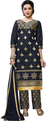 

Jiya Cotton Self Design, Embroidered Salwar Suit Dupatta Material(Un-stitched), Dark blue