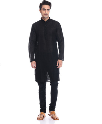 

TAG-7 Men Kurta and Churidar Set, Black