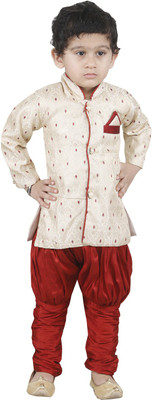 

JBN Creation Boys Kurta and Pyjama Set, Beige & gold & maroon