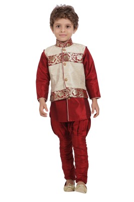 

Jeet Boys Ethnic Jacket, Kurta and Dhoti Pant Set, Maroon