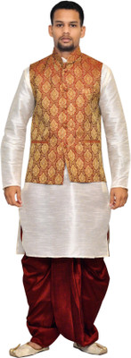 Royal Garments Men Kurta Dhoti Pant Ethnic Jacket Set