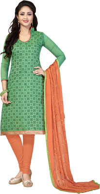 

Jiya Chanderi Self Design, Printed Salwar Suit Dupatta Material(Un-stitched), Green
