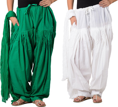 

Decot Paradise Women's Patiala and Dupatta Set, Green;white