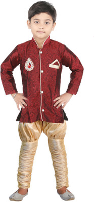 

JBN Creation Boys Kurta and Pyjama Set, Maroon & beige