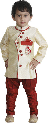 

JBN Creation Boys Kurta and Pyjama Set, Beige & maroon