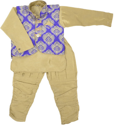 

Nut Khut Boys Ethnic Jacket, Kurta and Dhoti Pant Set, Purple