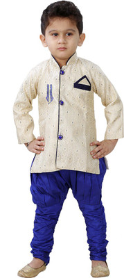 

JBN Creation Boys Kurta and Pyjama Set, Gold & beige & blue