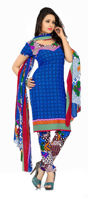 

Jiya Crepe Self Design, Printed Salwar Suit Dupatta Material(Un-stitched), Blue;multicolor