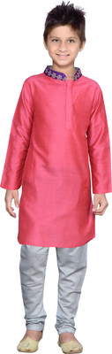 

K&U Boys Kurta and Pyjama Set, Onion pink & grey