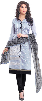 

Khushali Chanderi Self Design, Embroidered Salwar Suit Dupatta Material(Un-stitched), Black;grey